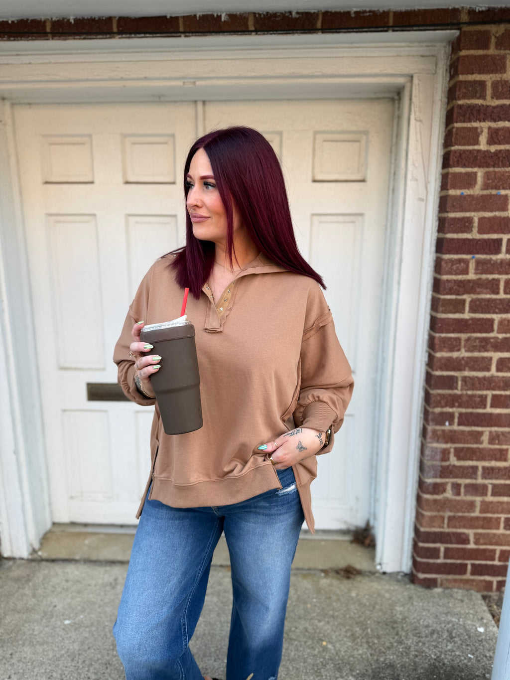 Henley Sweatshirt - Mocha
