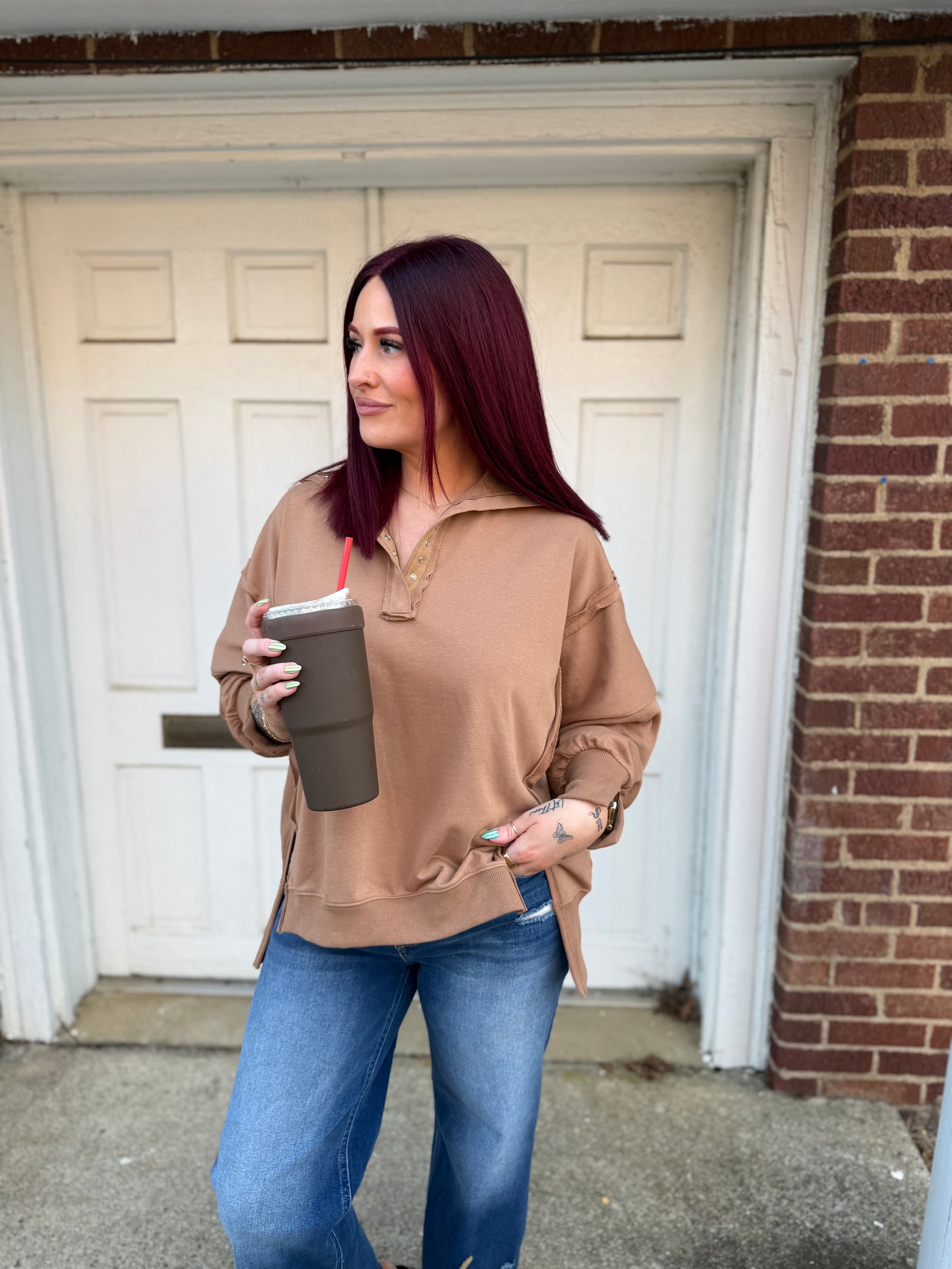 Henley Sweatshirt - Mocha