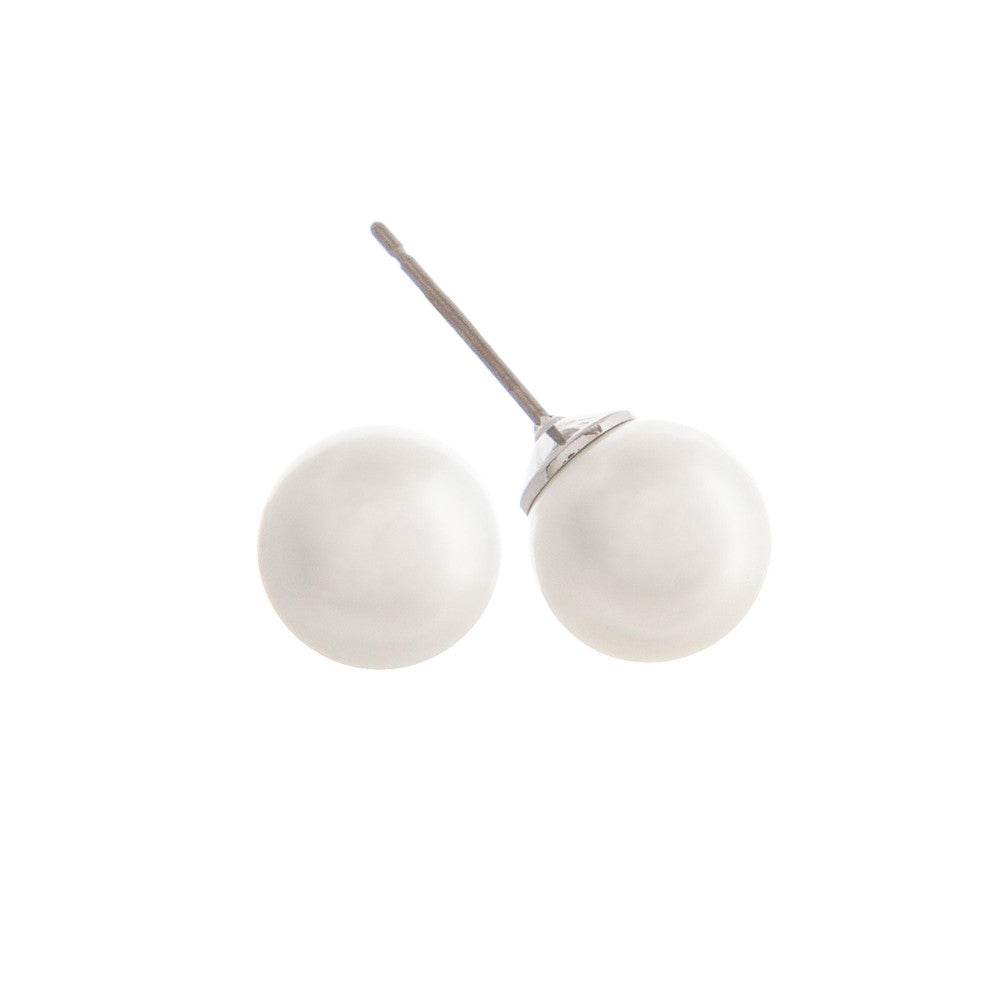 White Pearl Post Earrings