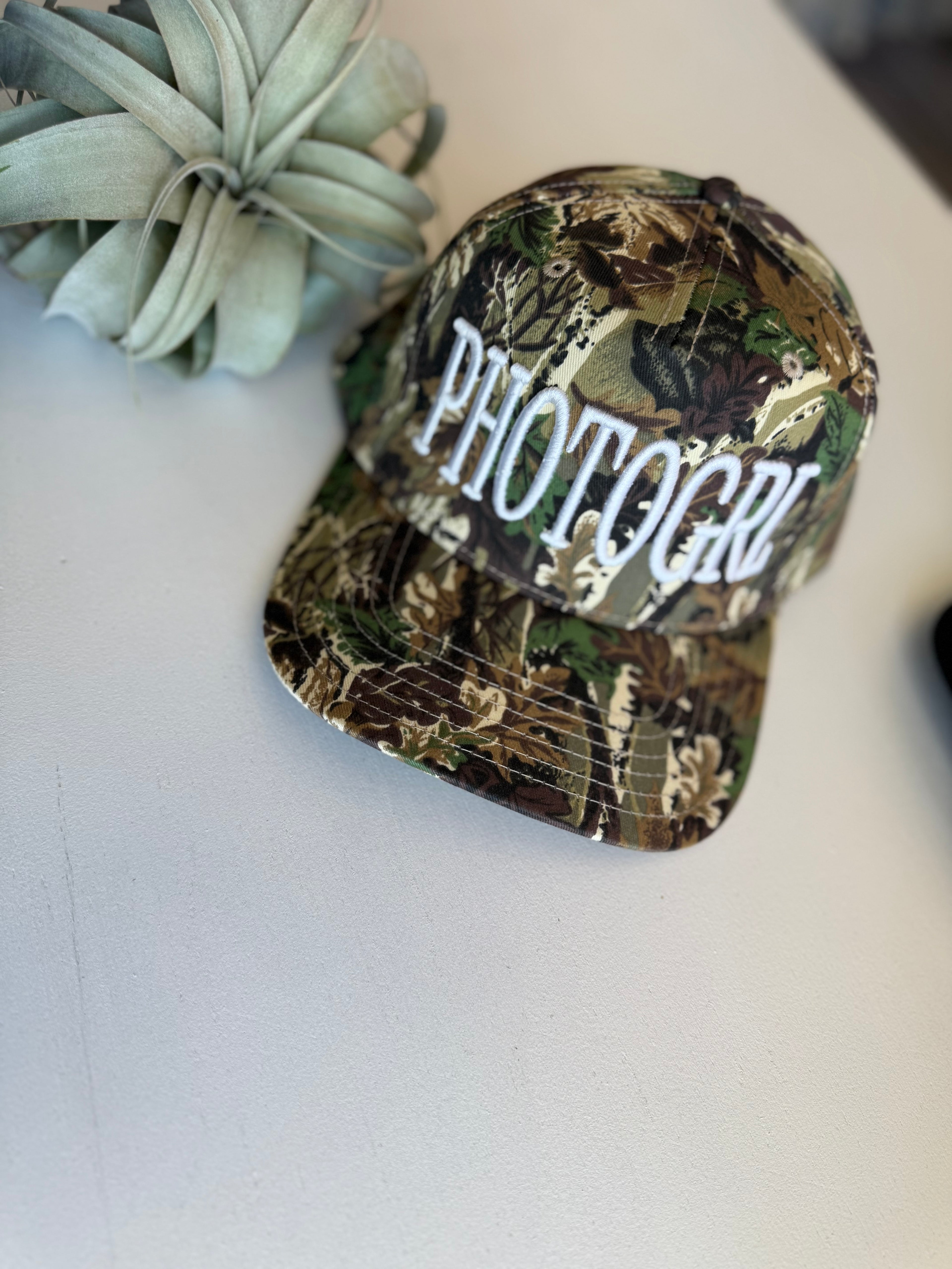 Photo Girl Trucker Hat Camo