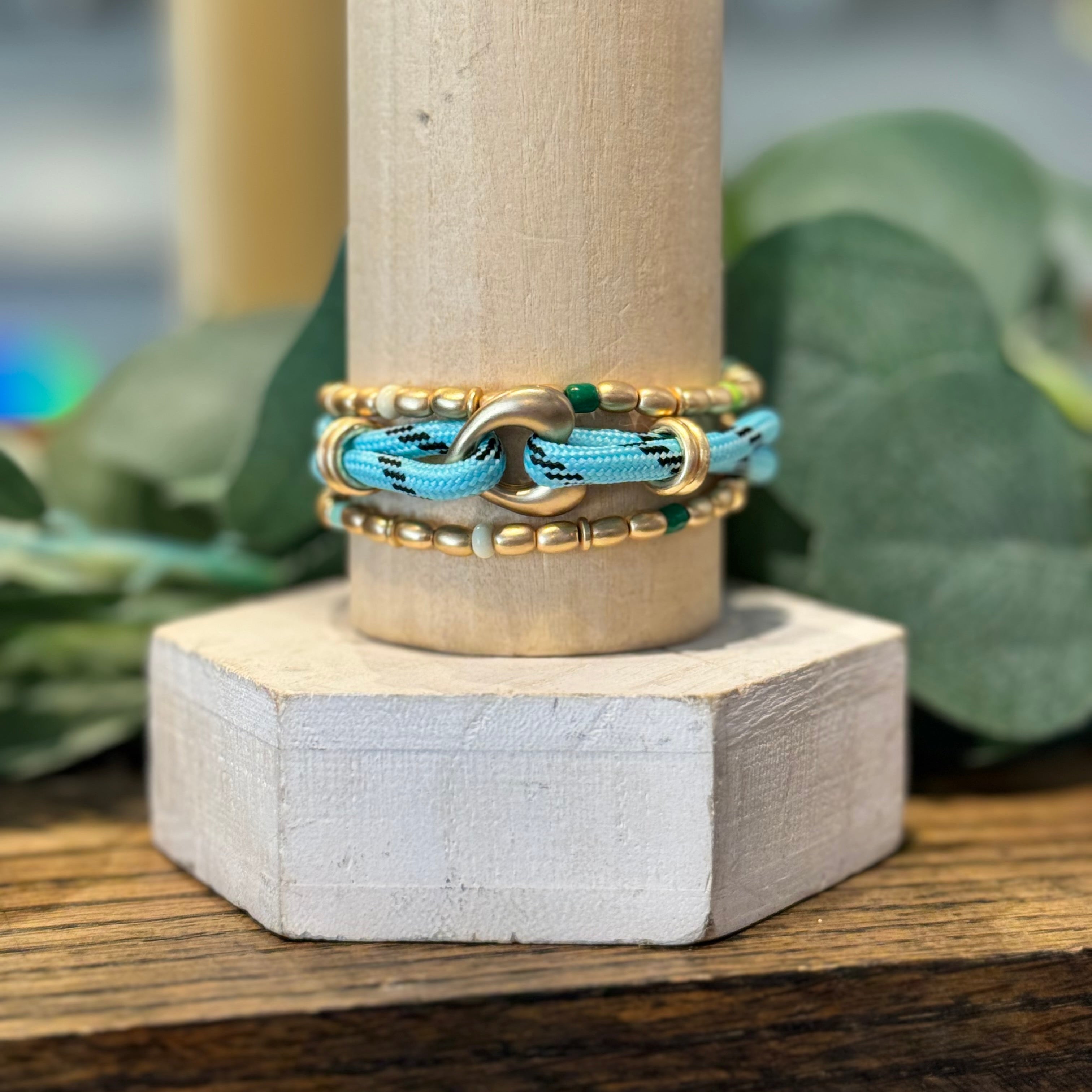 Beaded Bracelet and Cord Bracelet Set