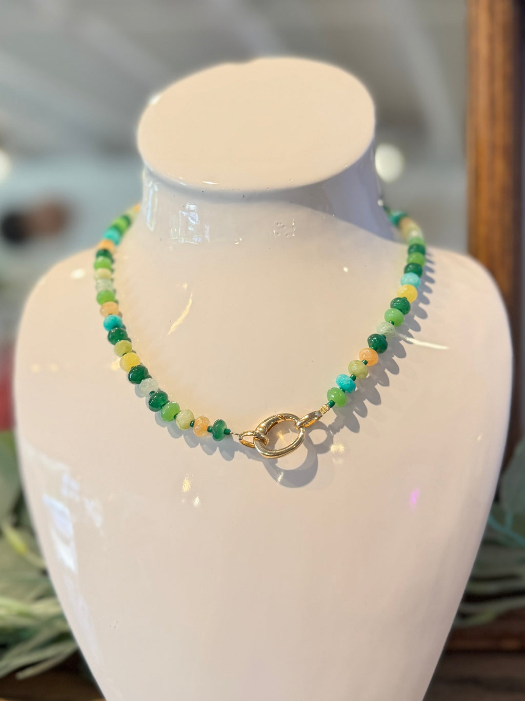 Green Beaded Necklace & Bracelet Set