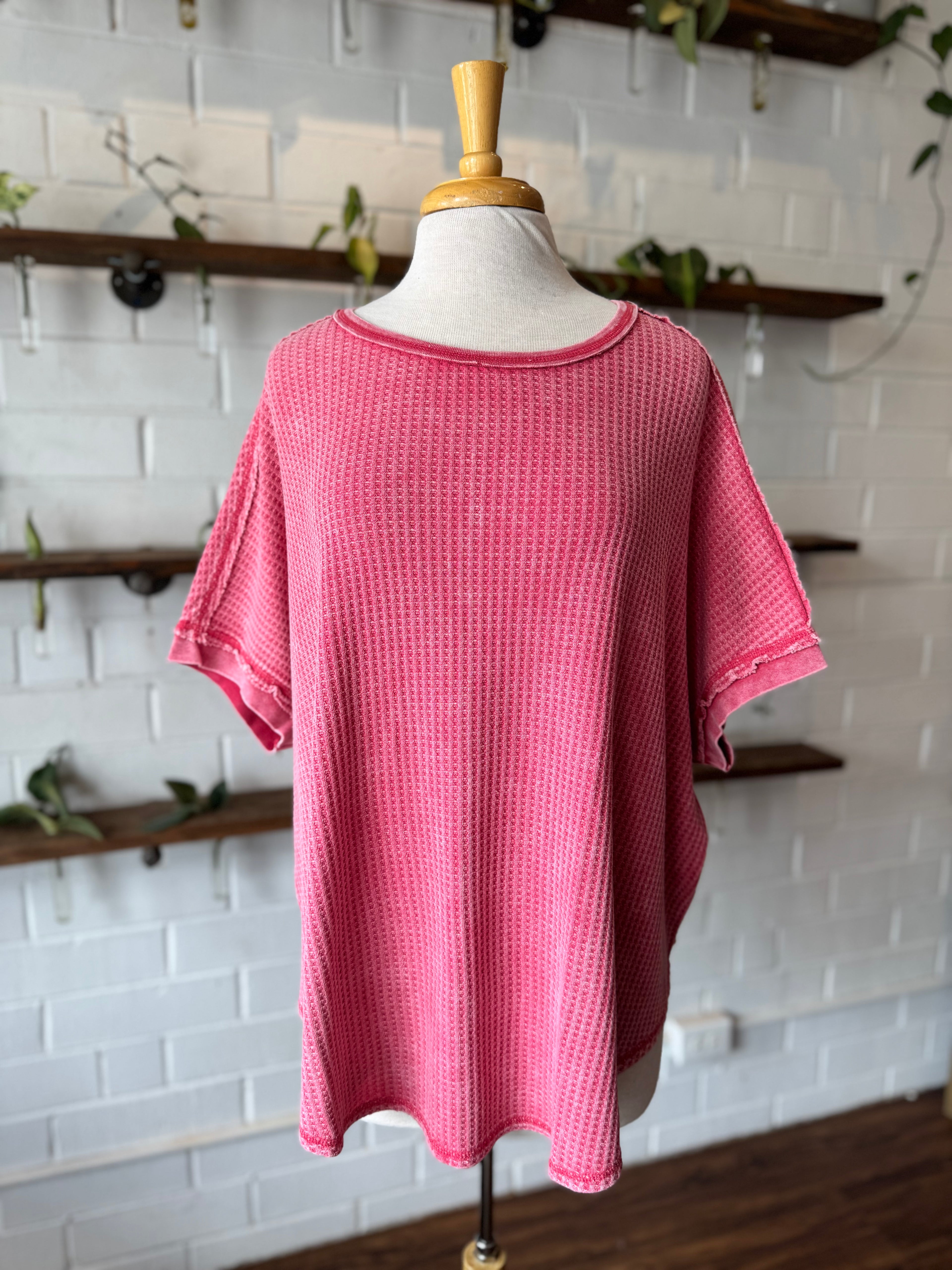 Pink Waffle Knit Tee