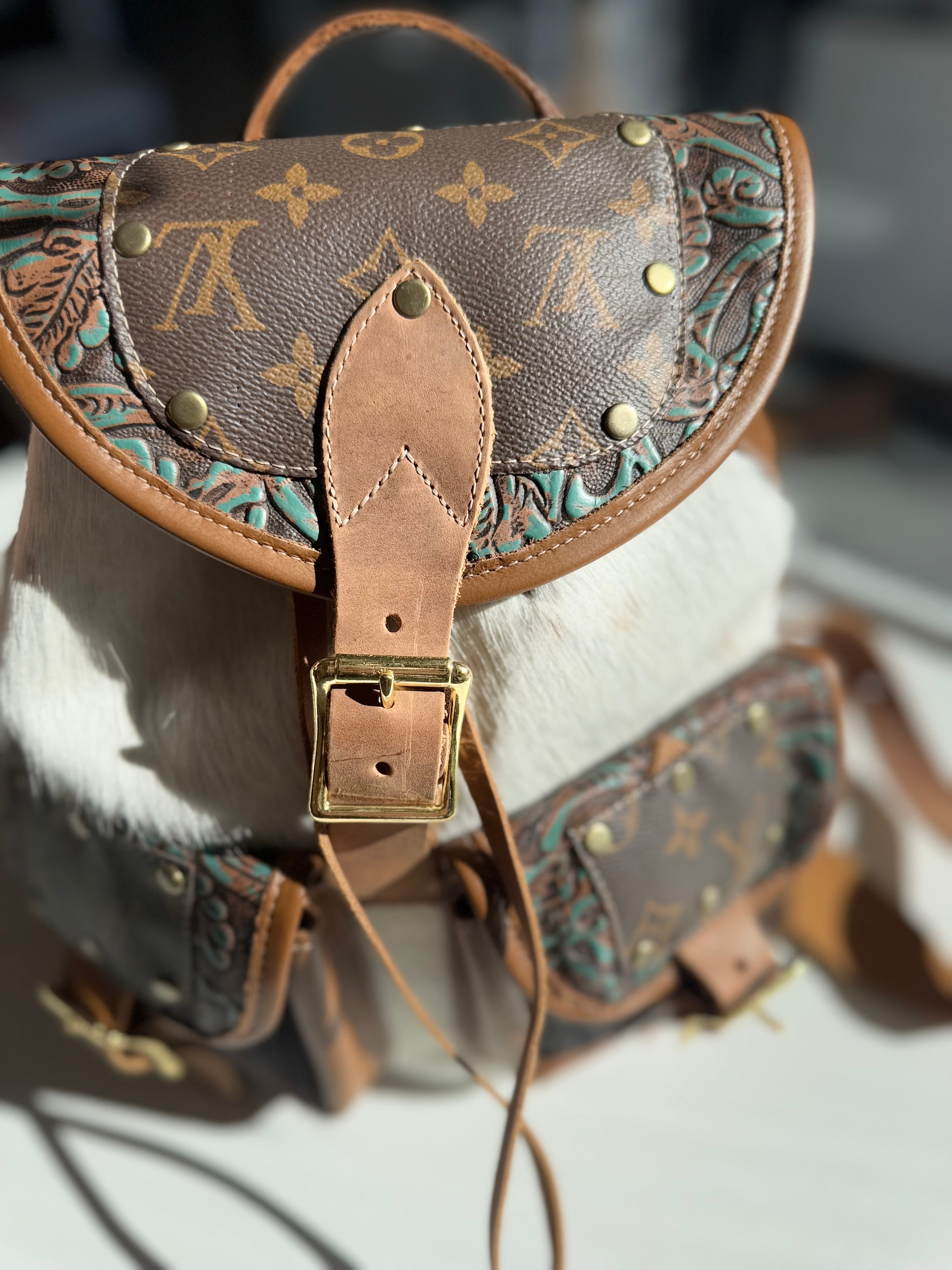 Teal Lather backpack