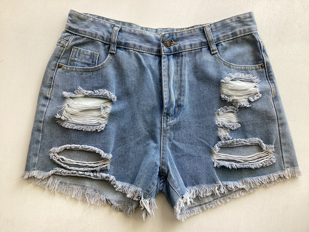 Tassel High Waist Slim Denim Shorts