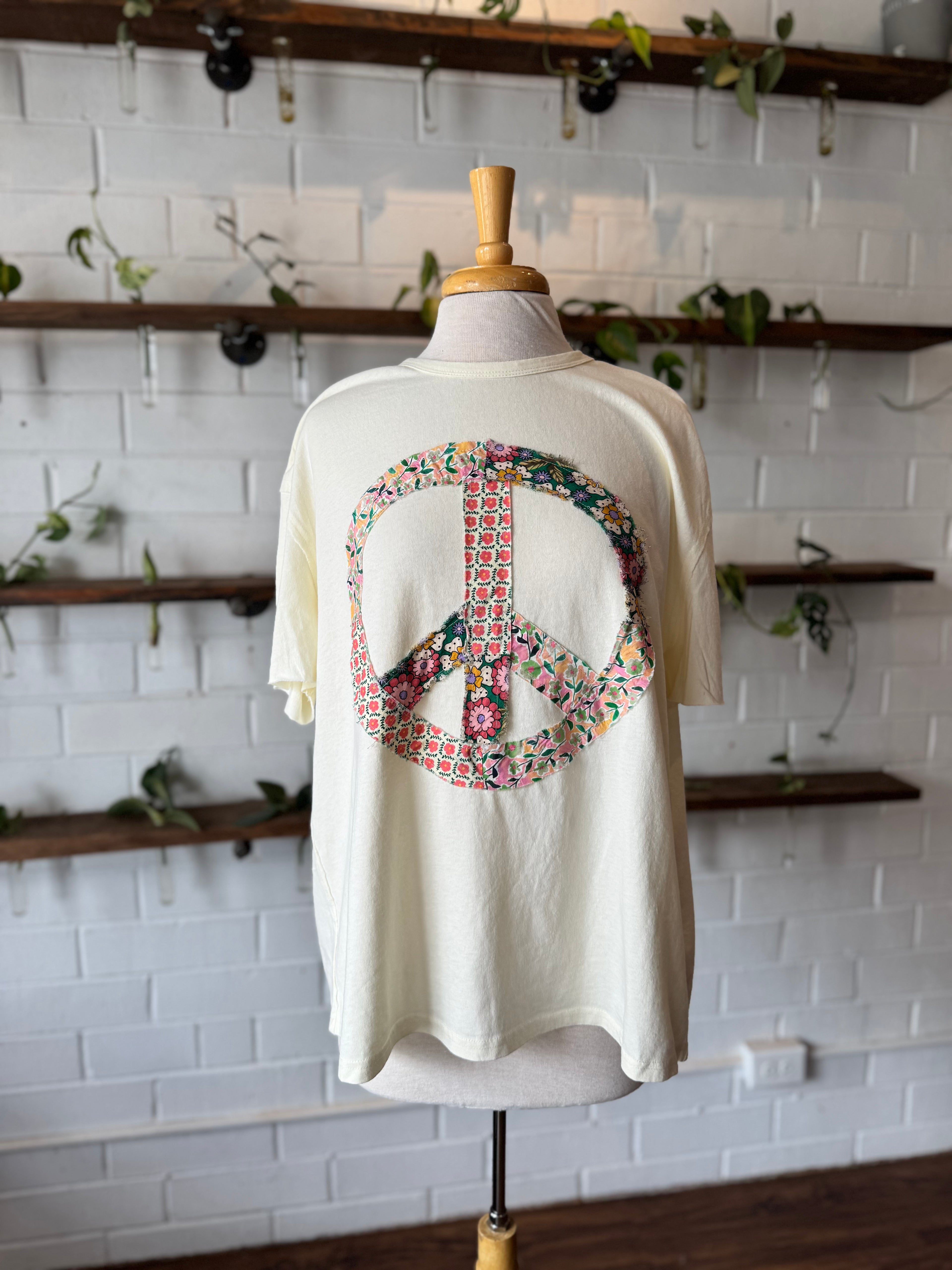 Peace Sign Patchwork Tee