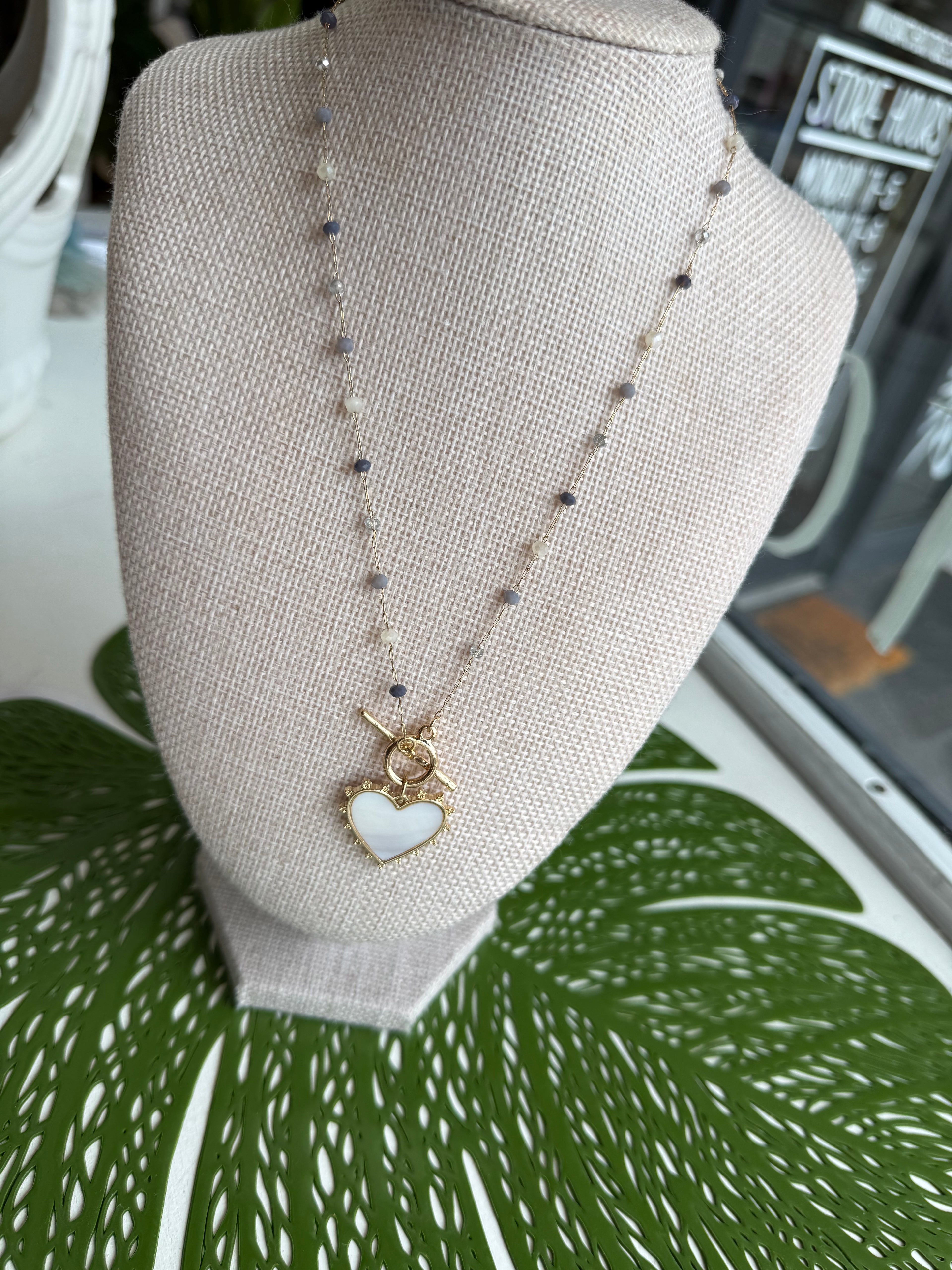 Starburst Heart Necklace - Rosary Beads ￼