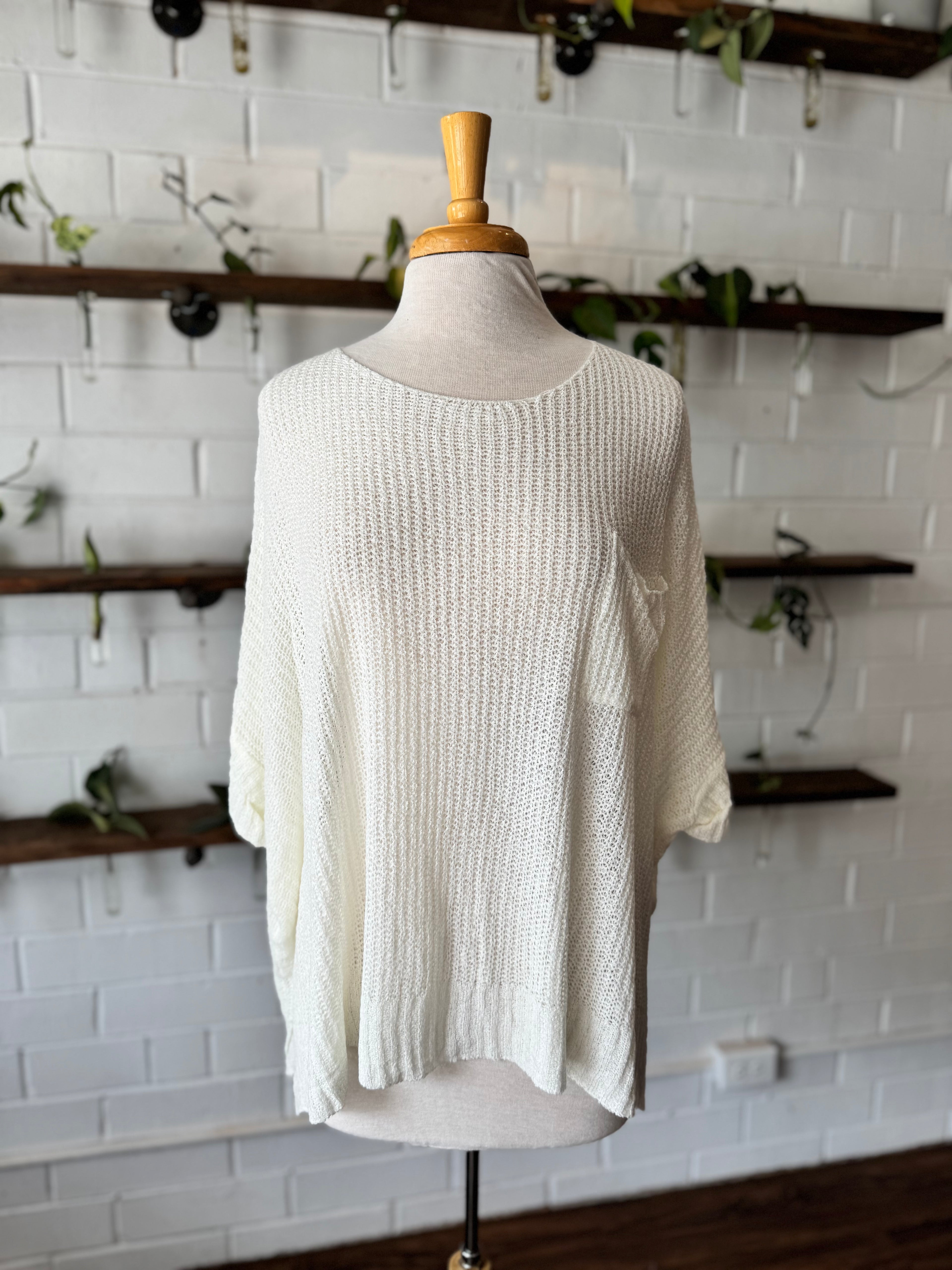Pocket Knit Summer Sweater - Off-White