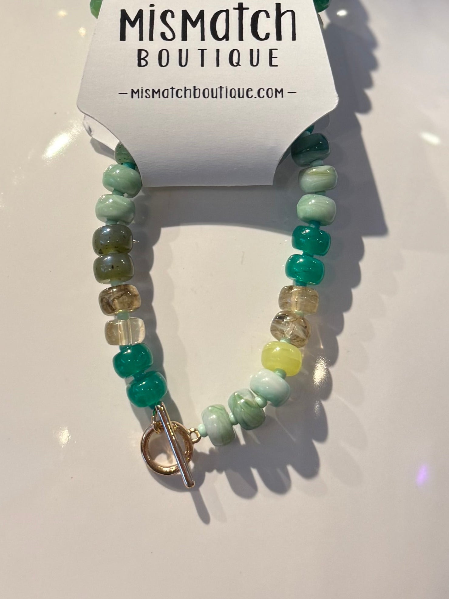 Green Beaded Necklace & Bracelet Set