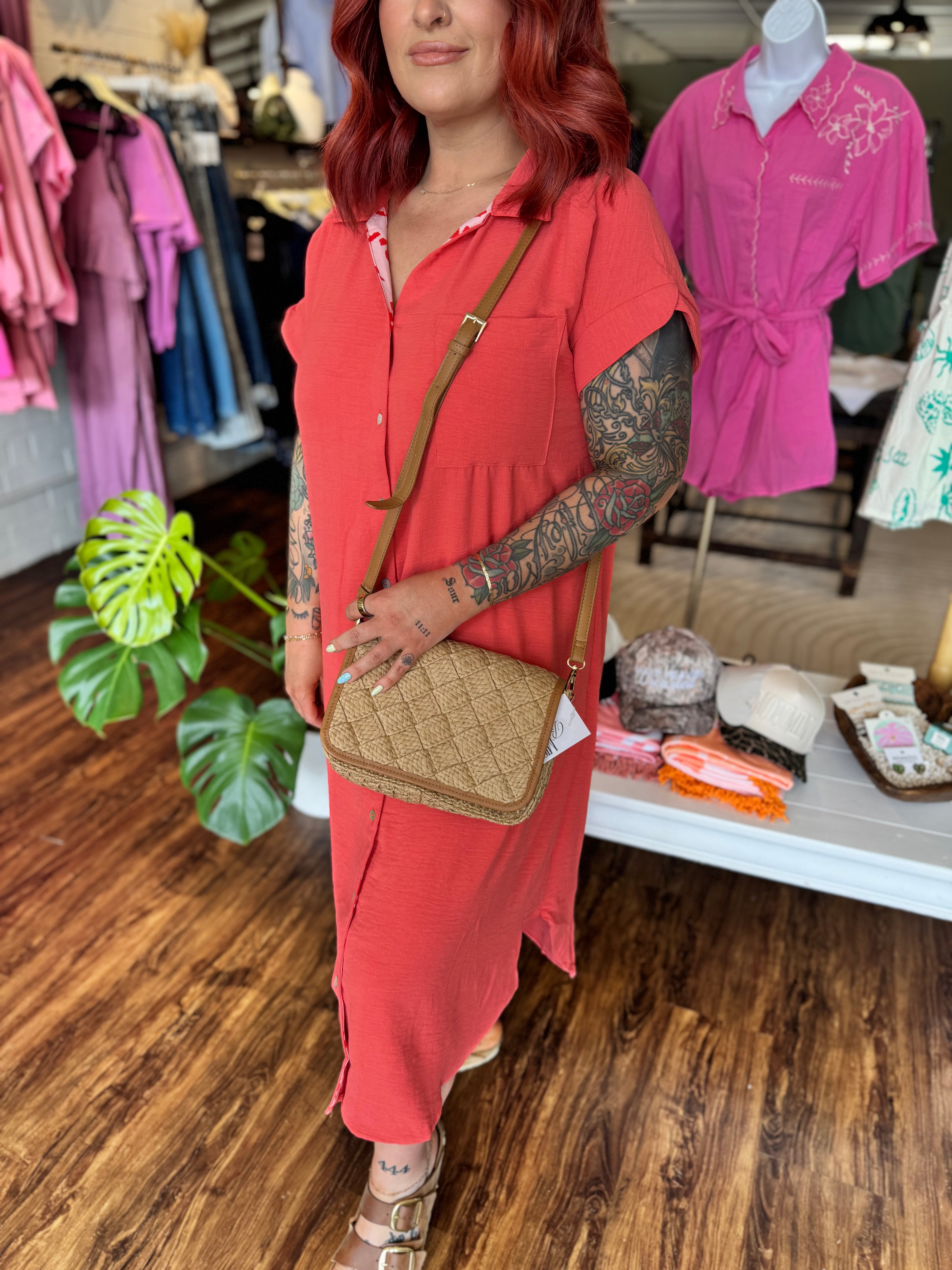 Collared Button Down Shirt Dress