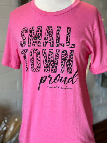 S/S Small Town Proud Graphic Tee, Pink