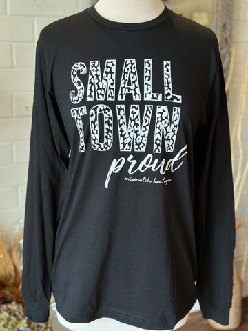L/S Small Town Proud Graphic Tee, Black