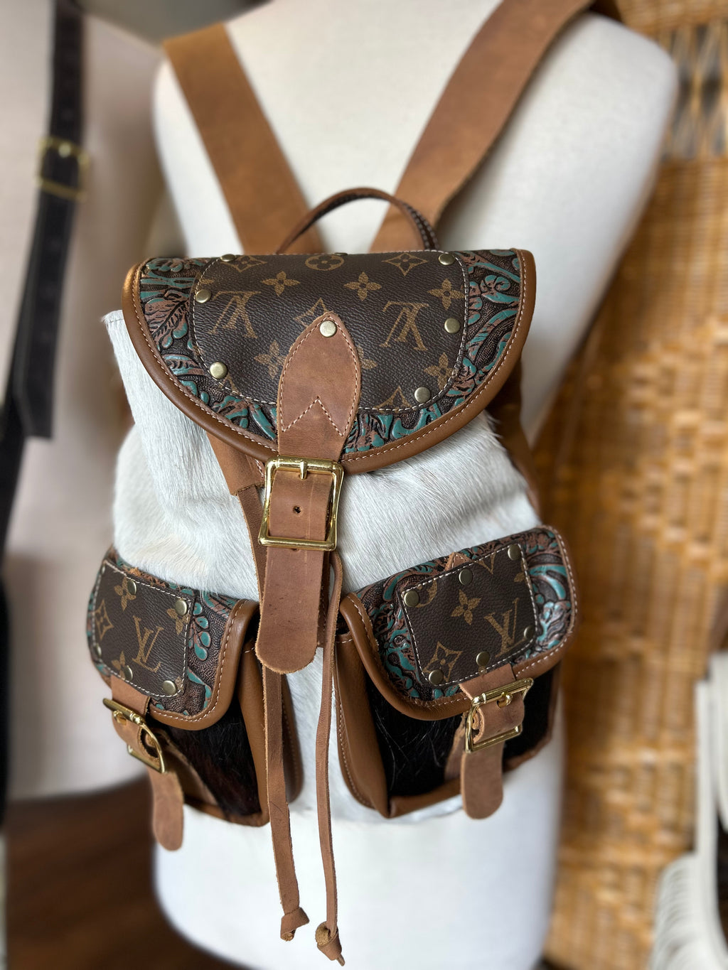 Teal Lather backpack