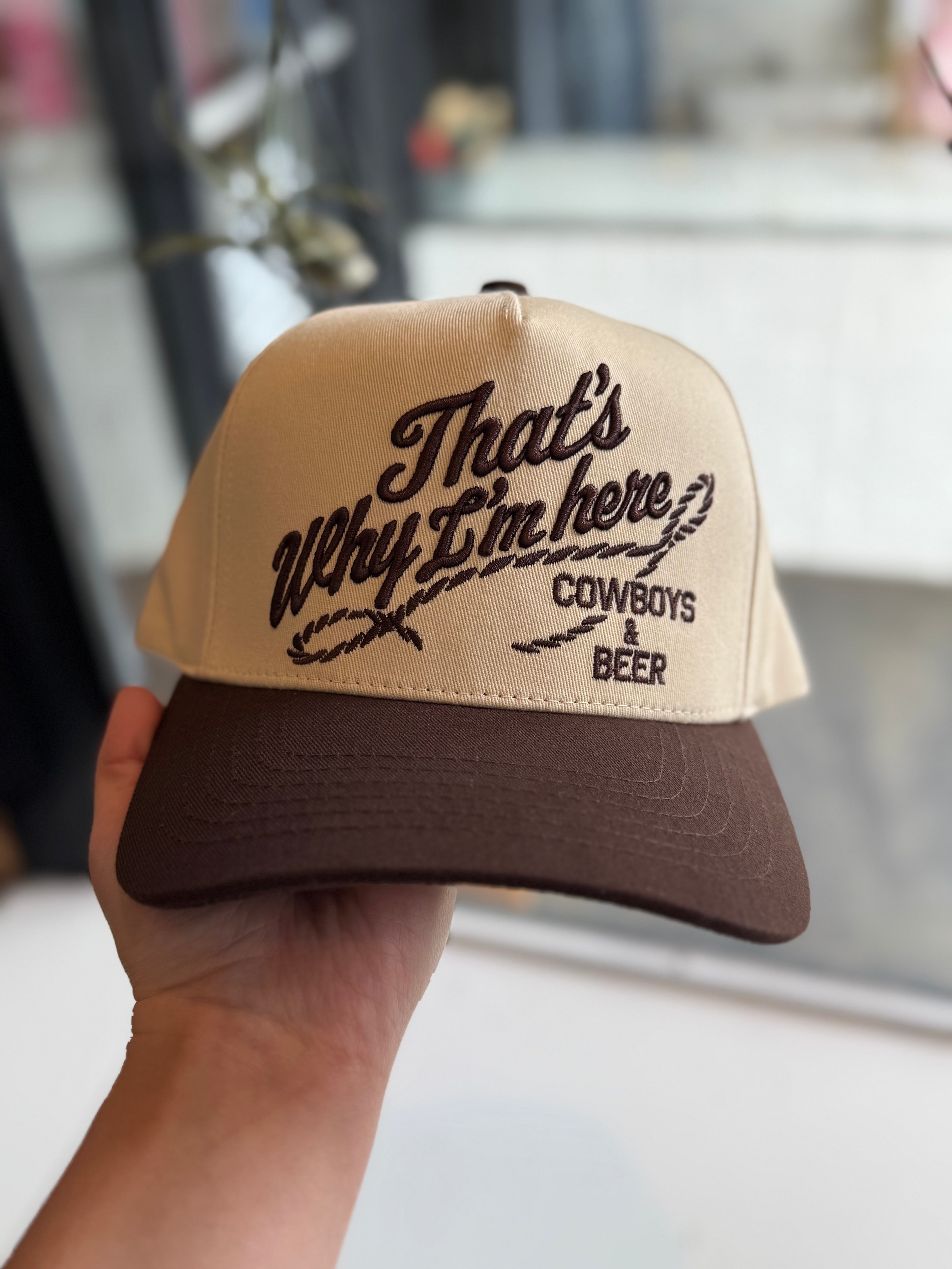 That's Why I'm Here Cowboys & Beer Embroidery Two-Tone Cap