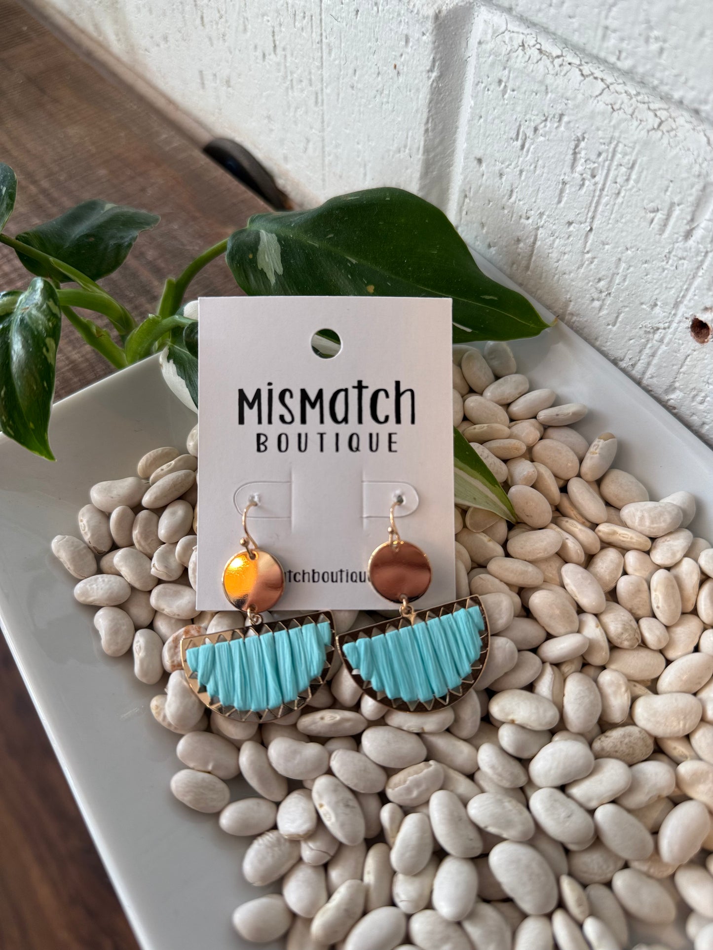 Blue Half Moon Dangle Earrings