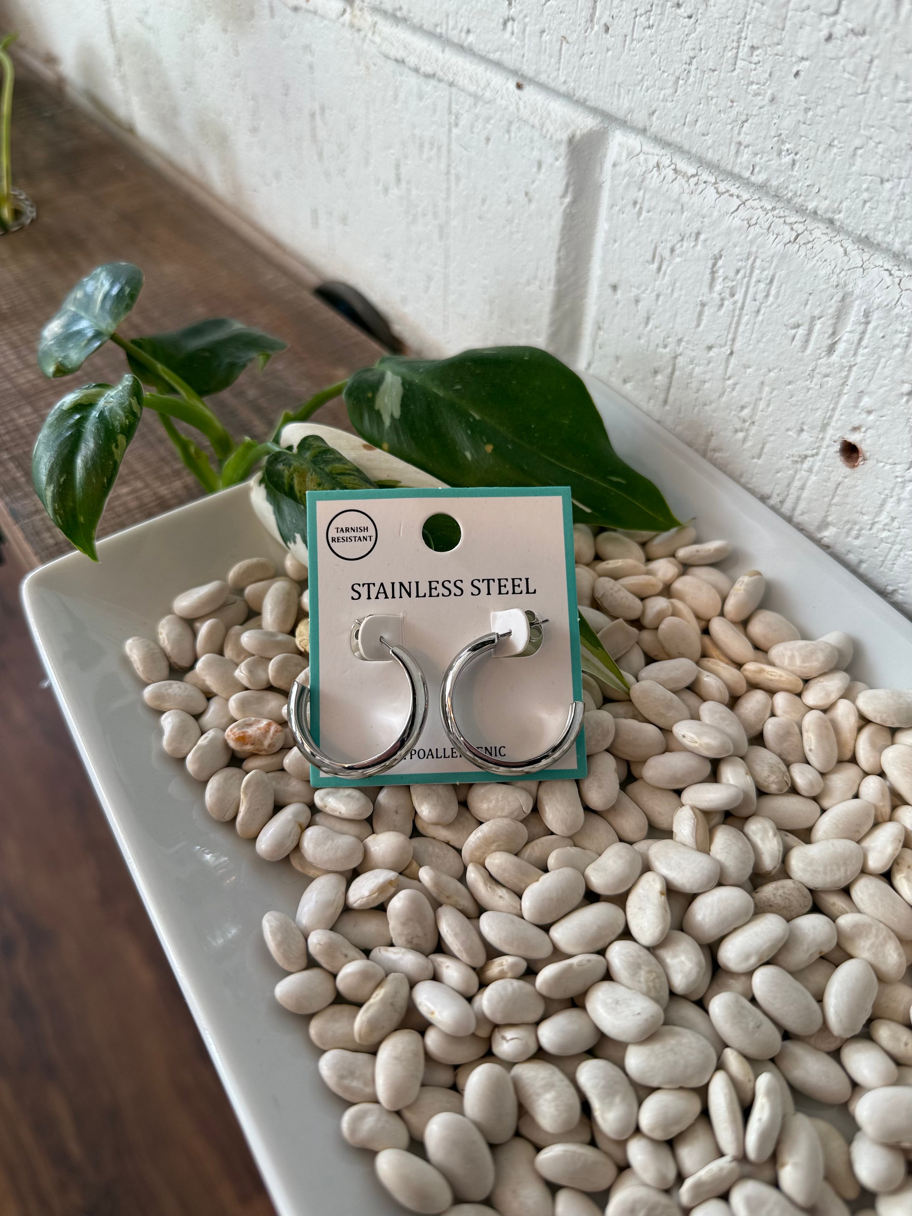 Hypoallergenic Silver Hoop Earrings #2