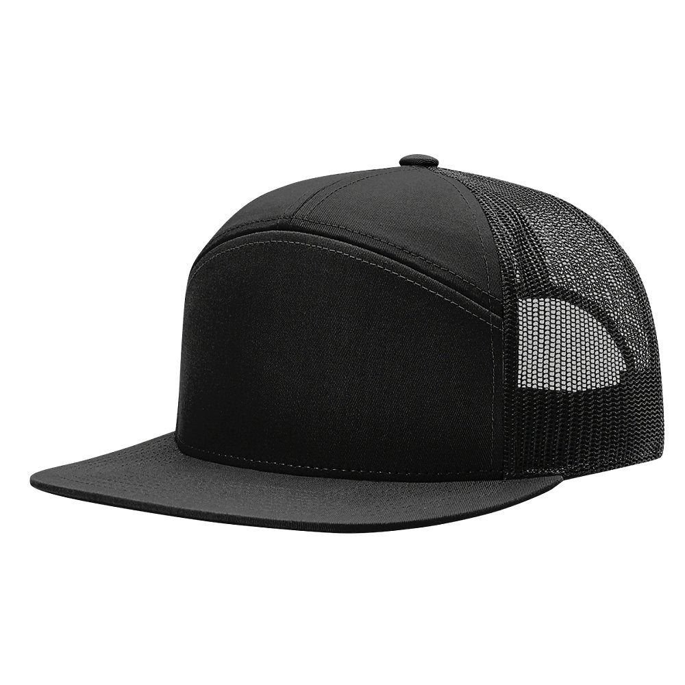 Black Mesh Back 7 Panel 168 Richardson Flat Bill
