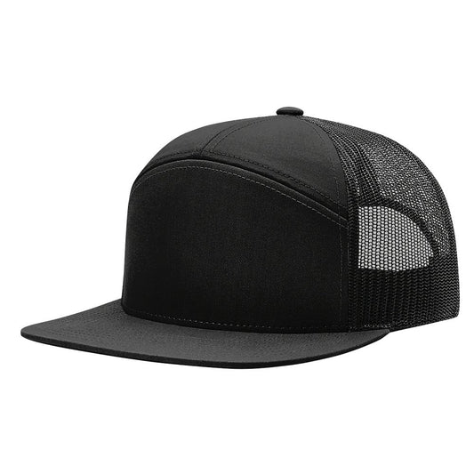 Black Mesh Back 7 Panel 168 Richardson Flat Bill