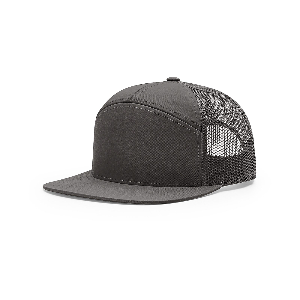 Charcoal / Charcoal Mesh Back 7 Panel 168 Richardson Flat Bill