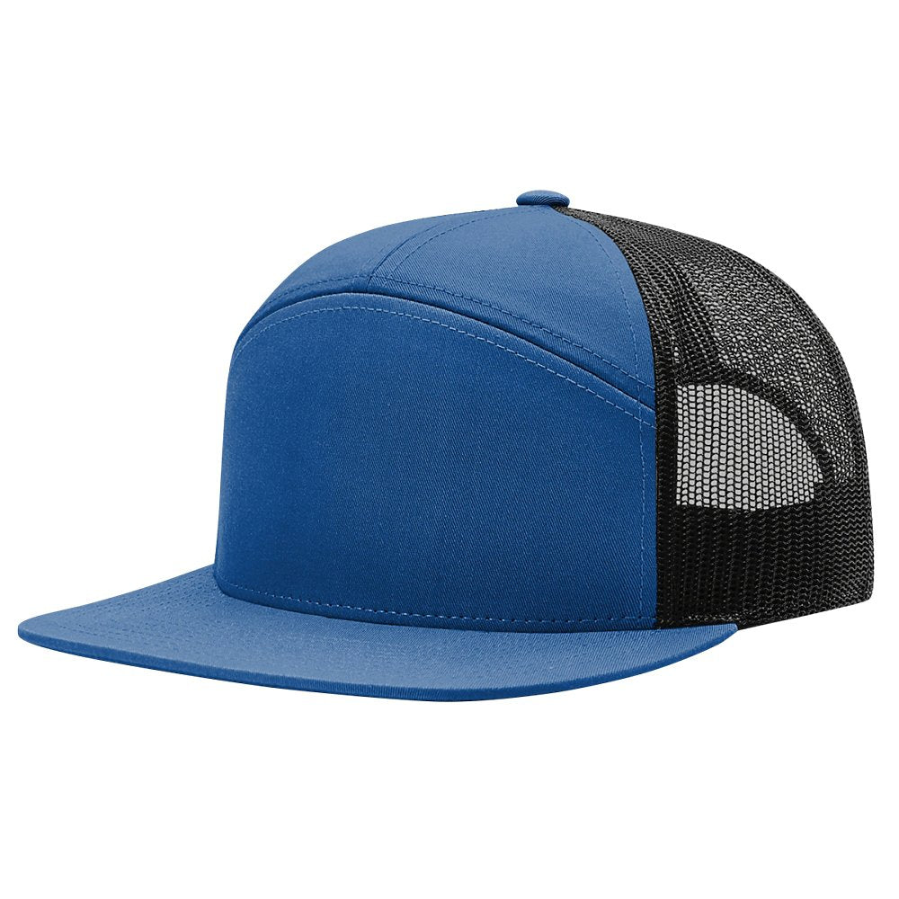 Royal Blue/Black Mesh Back Seven Panel 168 Richardson Flat Bill