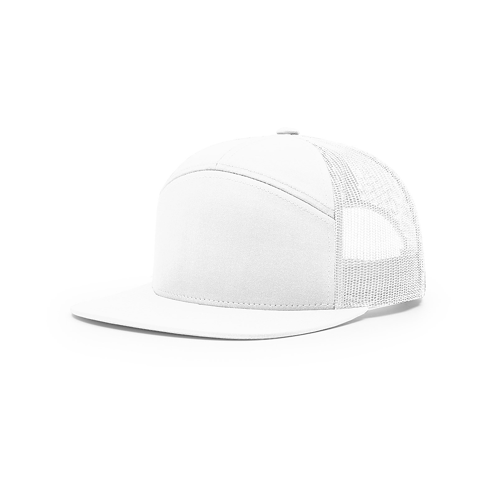 White Mesh Back 7 Panel 168 Richardson Flat Bill