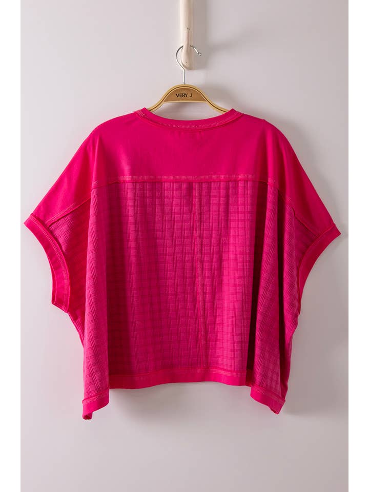 Dolman Sleeve Textured Knit Casual Top