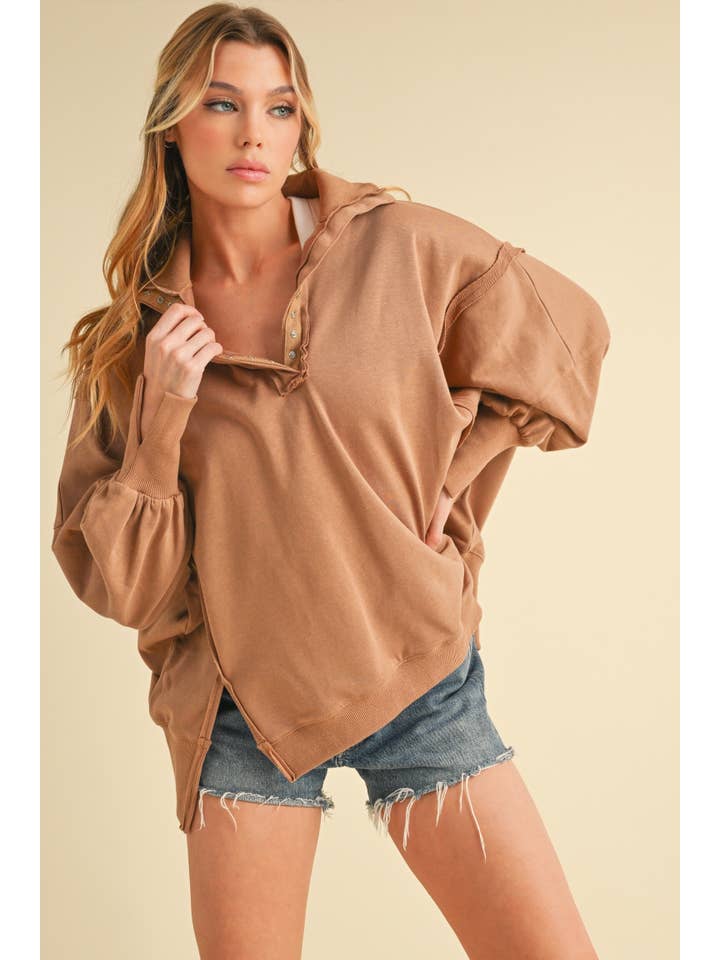 Henley Sweatshirt - Mocha ETA 8/1