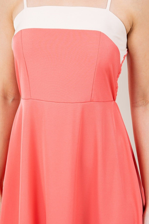 Coral Color Block Dress