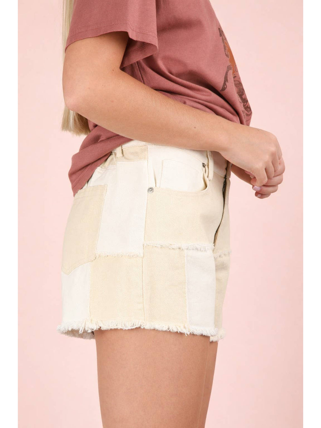 Color Block Ivory Shorts