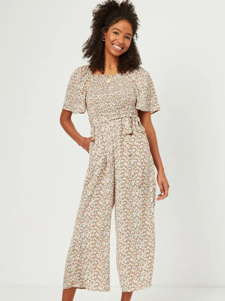 Square Neck Belted Palazzo Jumpsuit