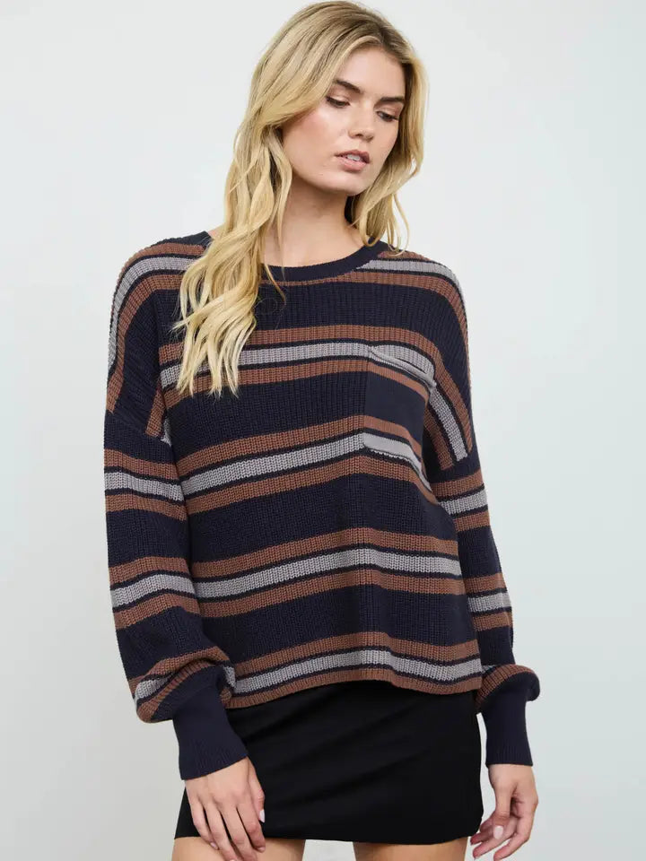 Stripe Long Sleeve Knit Sweater