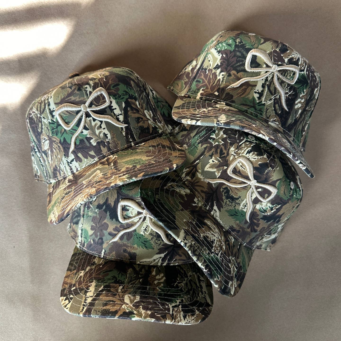 Camo Cream Bow Hat