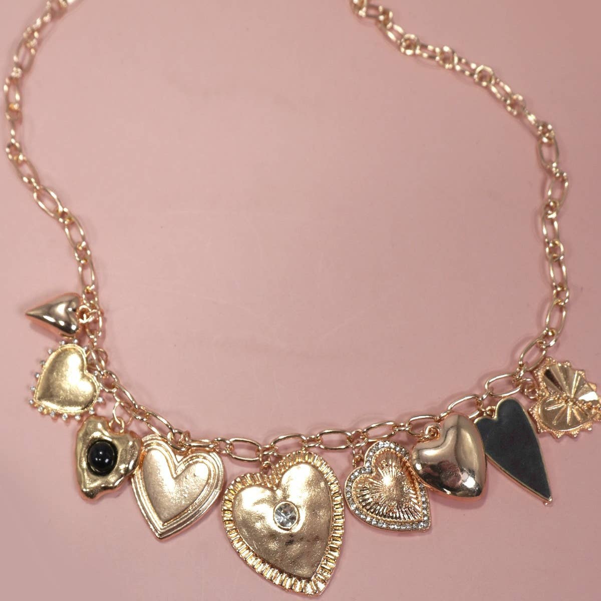 Bold Multi Heart Charm Necklace