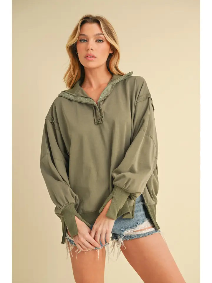 Henley Sweatshirt - Olive ETA 8/1