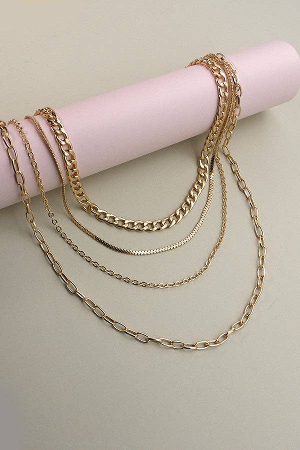 BOLD MULTI 4 LAYERS CHAIN NECKLACE