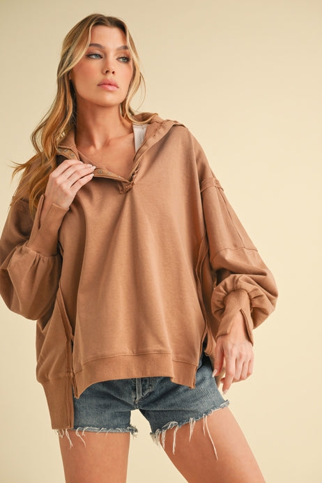 Henley Sweatshirt - Mocha ETA 8/1