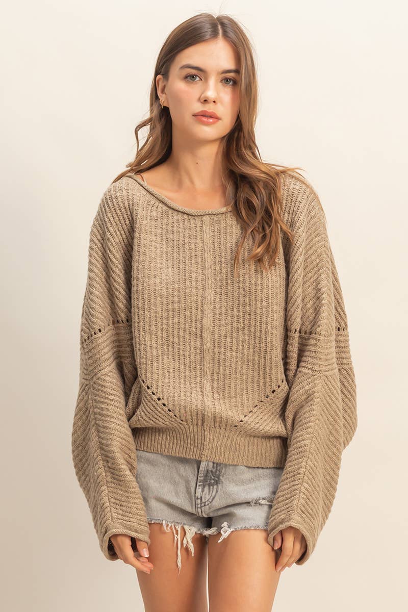 Ribbed Drop Sleeve Sweater