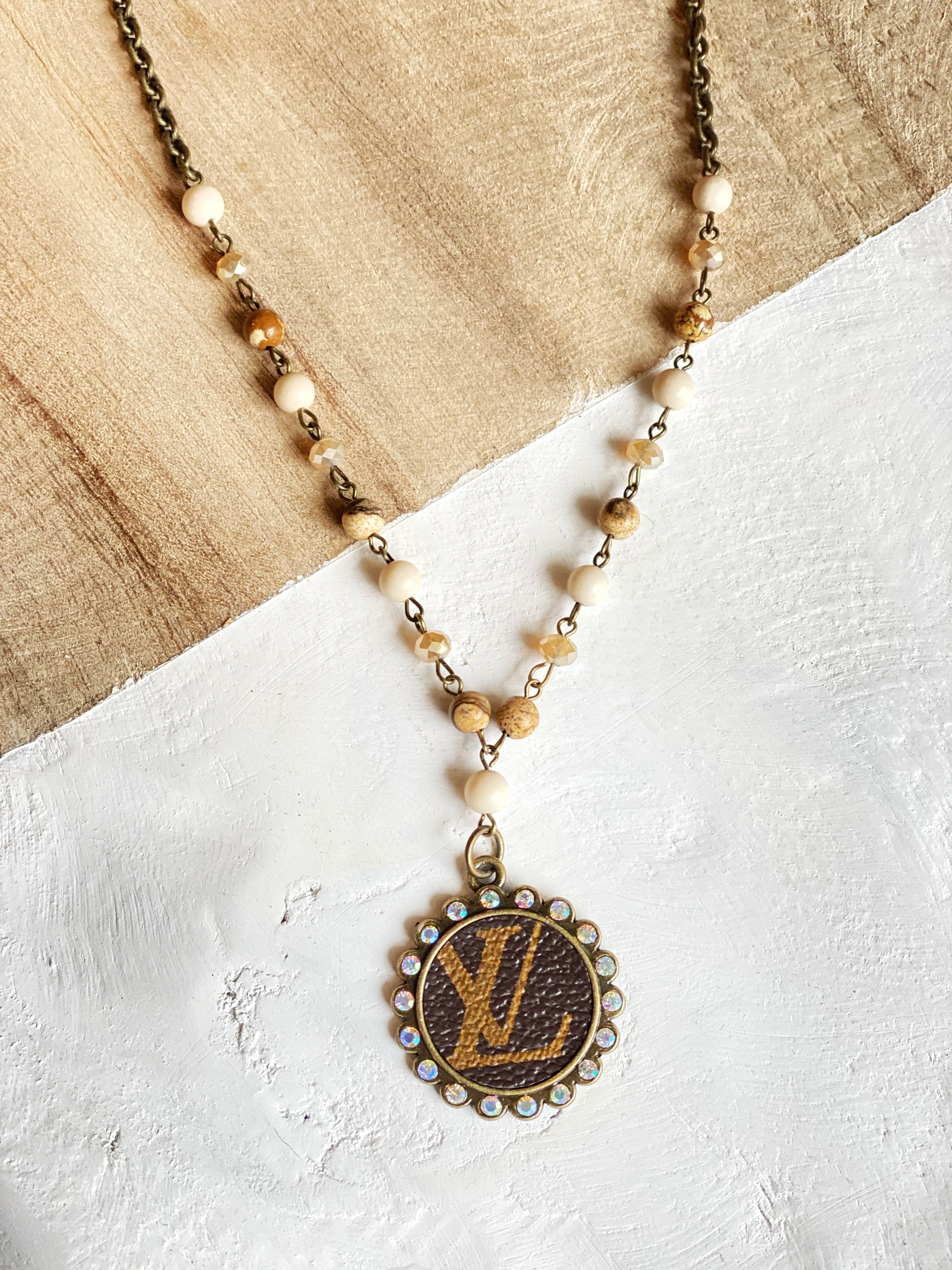 LUX LV Beaded Necklace, Natural Sone